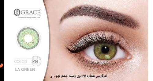 لنز گریس 28 بر روی زمینه چشم قهوه ای