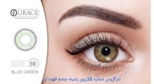 لنز گریس شماره 38روی زمینه چشم قهوه ای